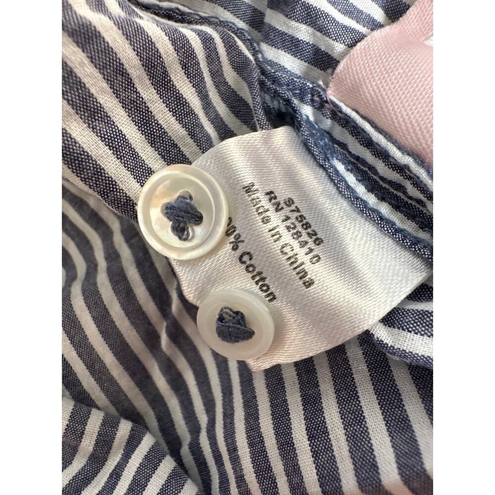 Ann Mashburn Ingrid Shirt Dress Striped Long Sleeve Tie Waist Maxi Blue White M - Picture 11 of 12